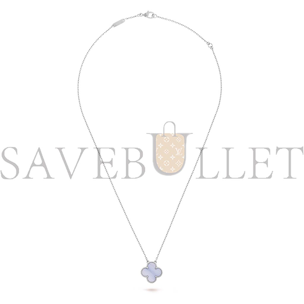 VAN CLEEF ARPELS VINTAGE ALHAMBRA PENDANT - WHITE GOLD, CHALCEDONY  VCARD34900